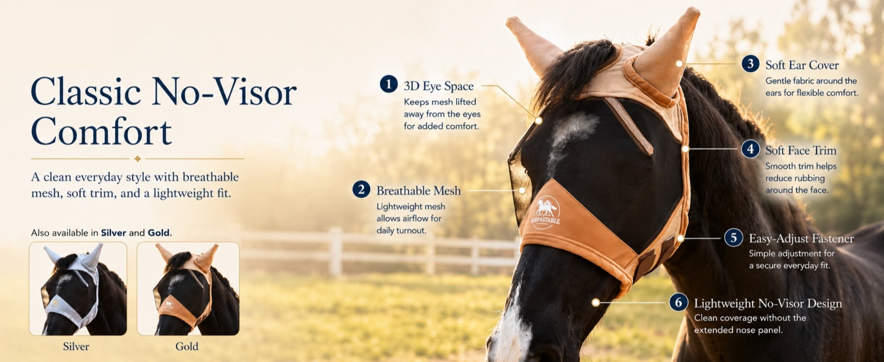 Fly mask comfort and eye clearance details