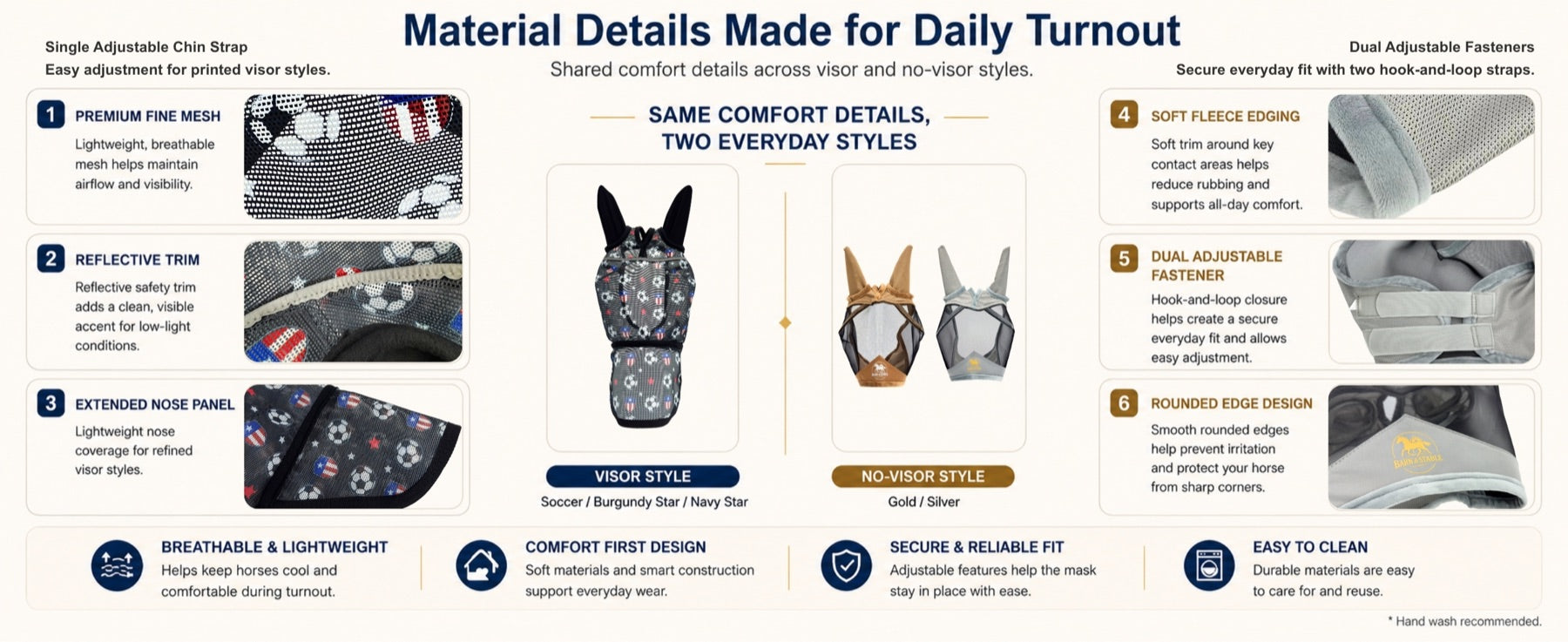 Fly mask material details for daily turnout
