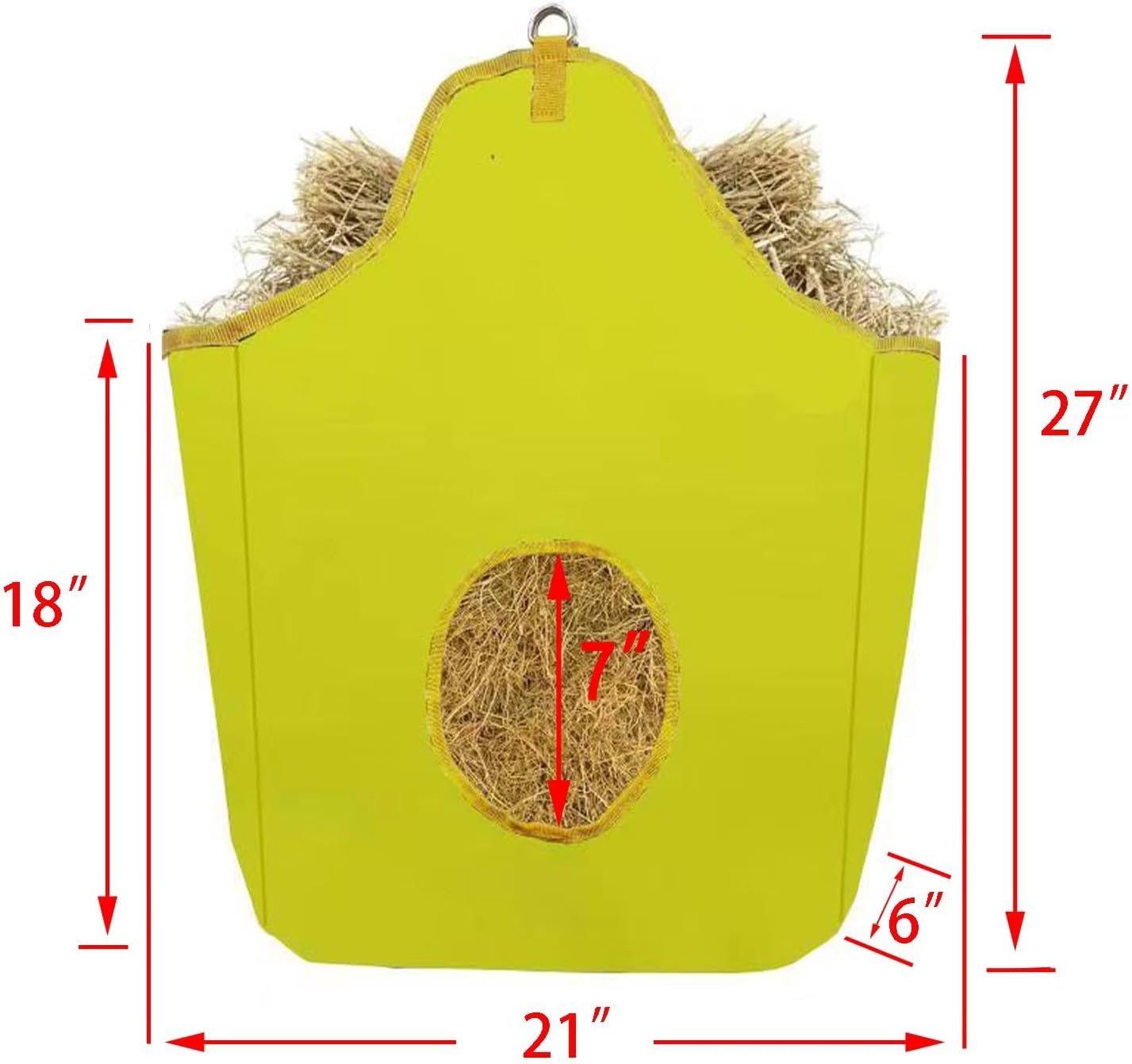 Slow feed hay bag size and opening dimensions
