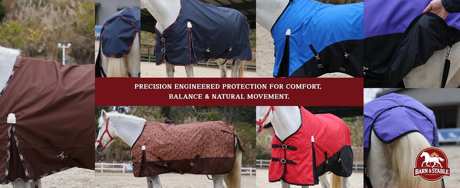 600D turnout horse sheets in multiple colors and fit details
