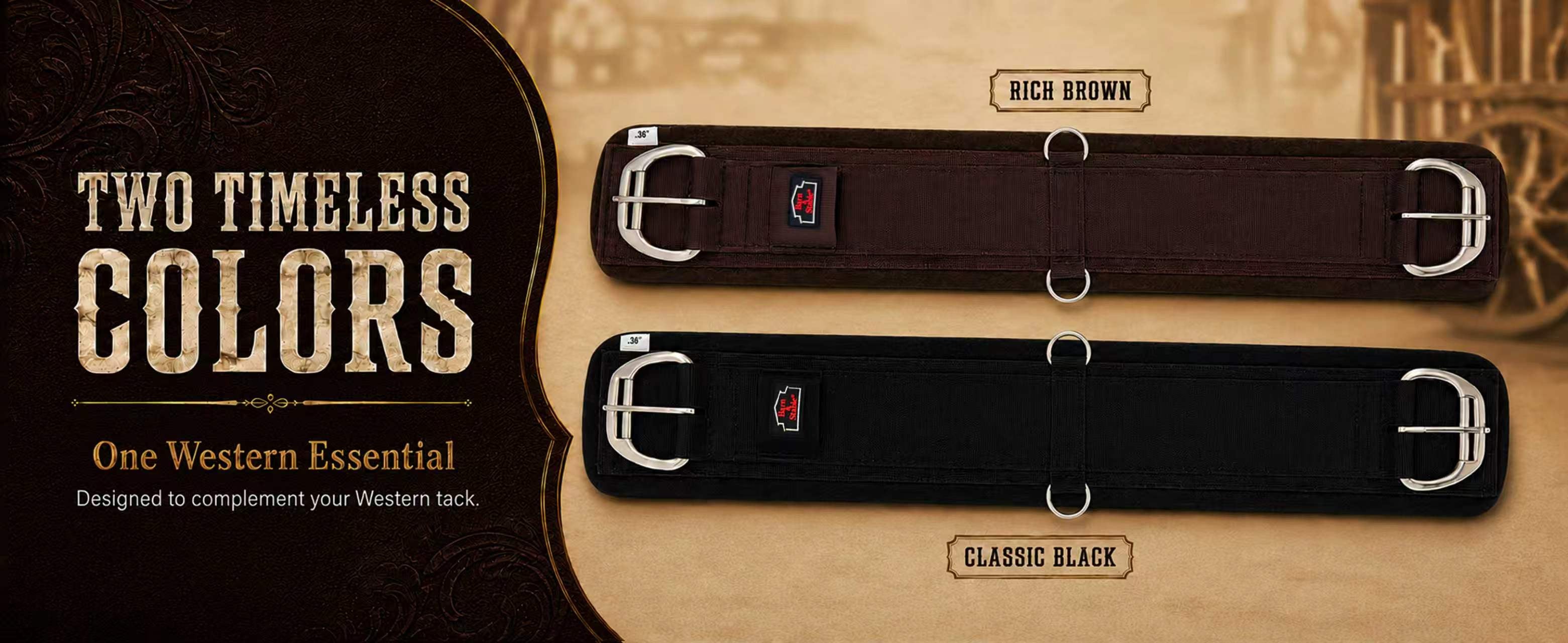 BARN & STABLE Western horse girth fitted for secure saddle support